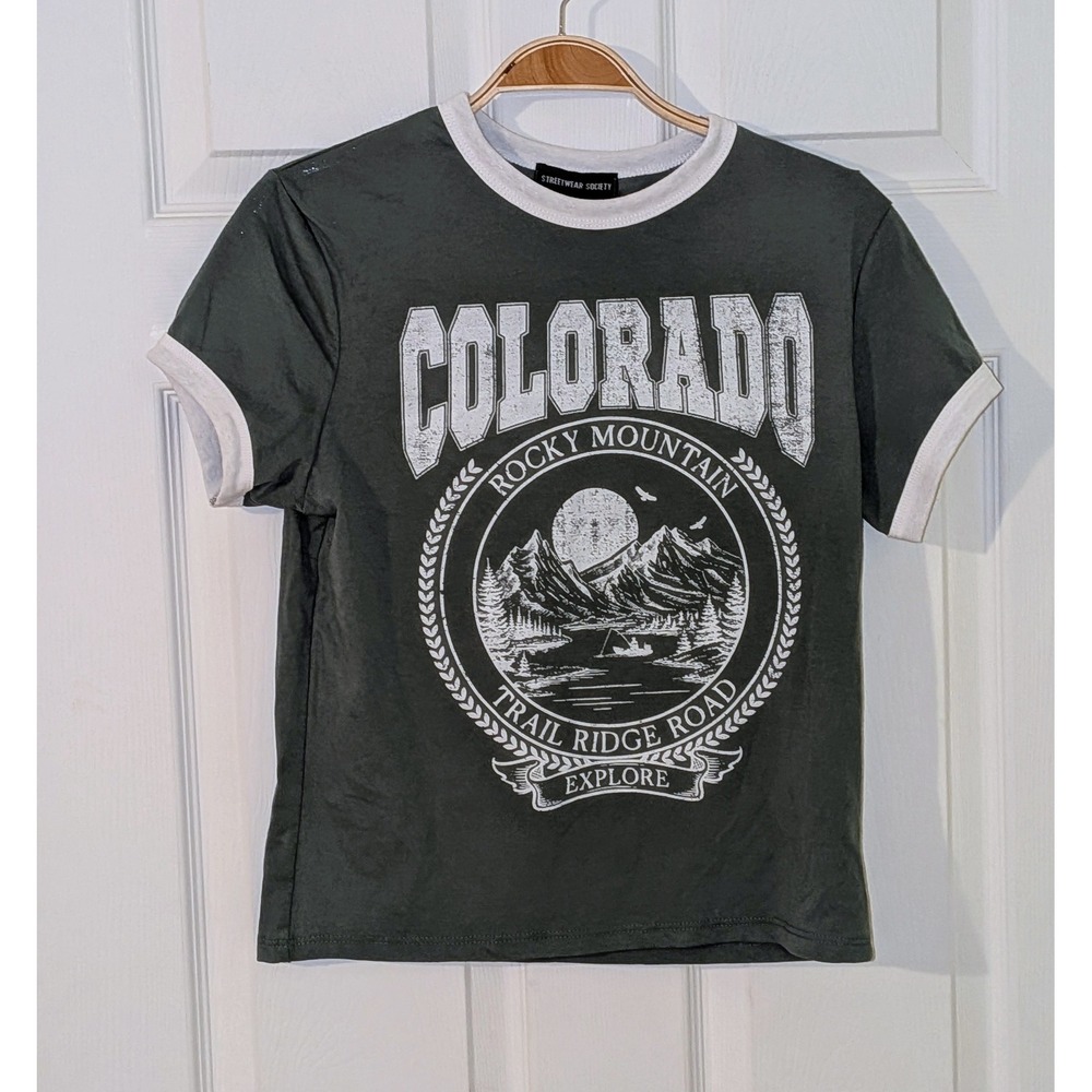 Streetwear Society Colorado‎ Rocky Mountain Graphic Ringer Tee T-Shirt Small